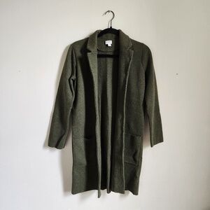 J Crew Long Knit Sweater Blazer Green Size Small